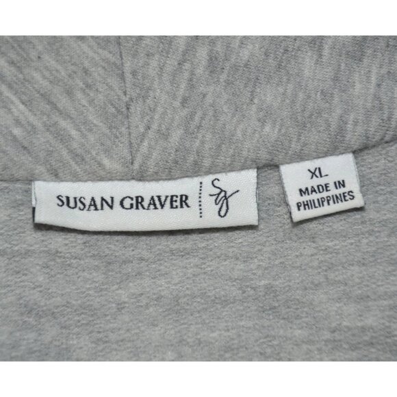Susan Graver Ladies Gray Cardigan Sweater Size XL Ruched Sleeves Pockets Casual - Picture 8 of 10